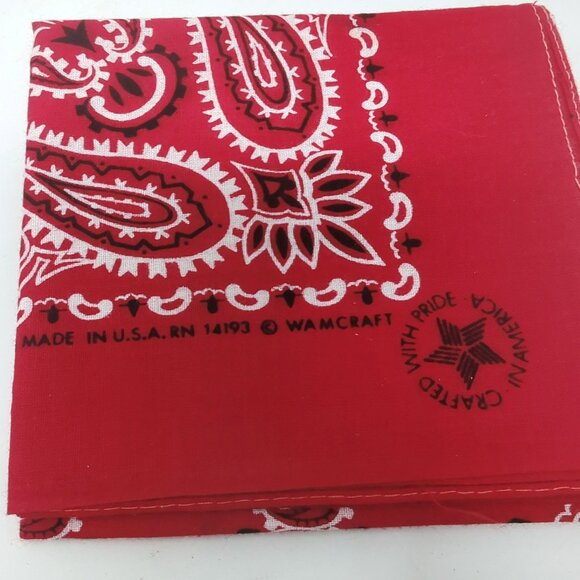 Vintage Bandana Red Washfast USA Cotton Set 14193 Wamcraft - Picture 3 of 6